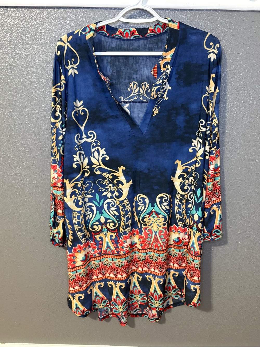 Bohemian Floral Print Long Sleeve Blouse size 3XL (SKU 274)
